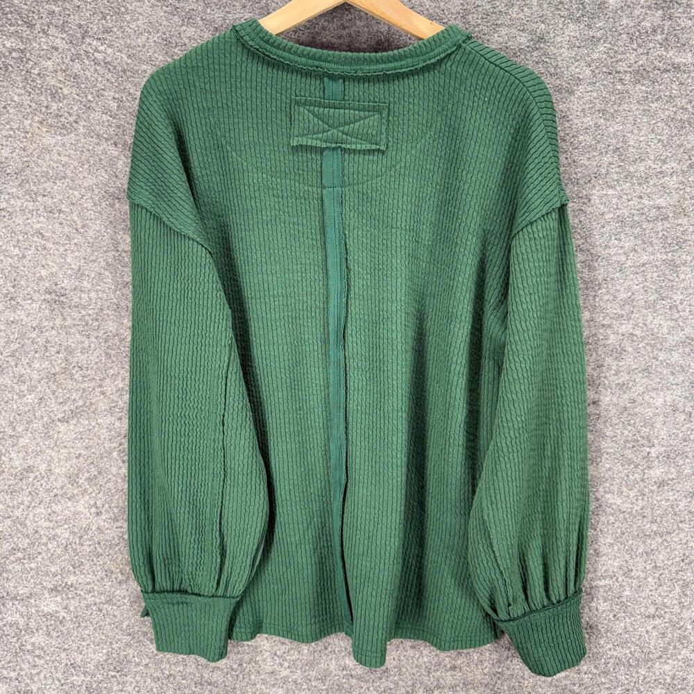 Blu Pepper Sweater Pullover Women M Medium Green Knit Long Sleeve Round Neck - Picture 2 of 7